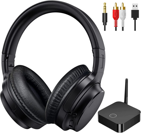 LETSACTIV Kabellose Kopfhörer für Fernseher, Over-Ear kabellose 196ft Wireless-Reichweite,unterstützen Optical, AUX, RCA und USB,40 Stunden Audio-Wiedergabezei, hohe Lautstärke, Hi-Fi Audio